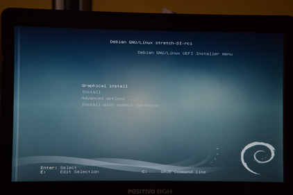 Menú de instalación de Debian 9.0